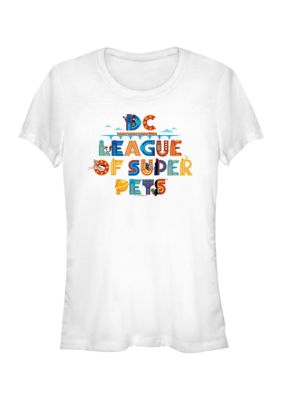 DC COMICS Women's Super Pets Lettering Graphic T-Shirt, White, 2XL