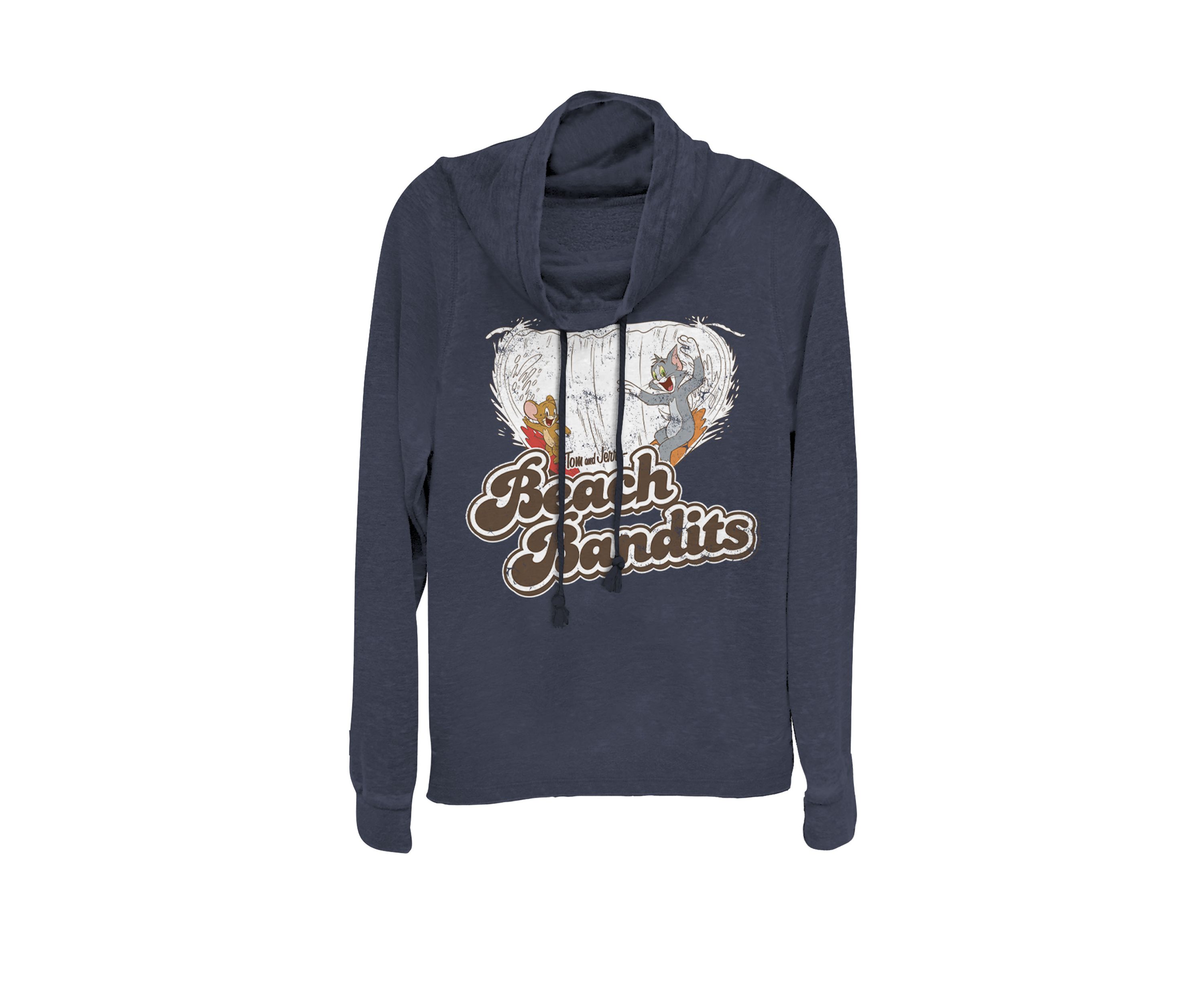 Retro Distressed Beach Bandits Cowl Neck Pullover