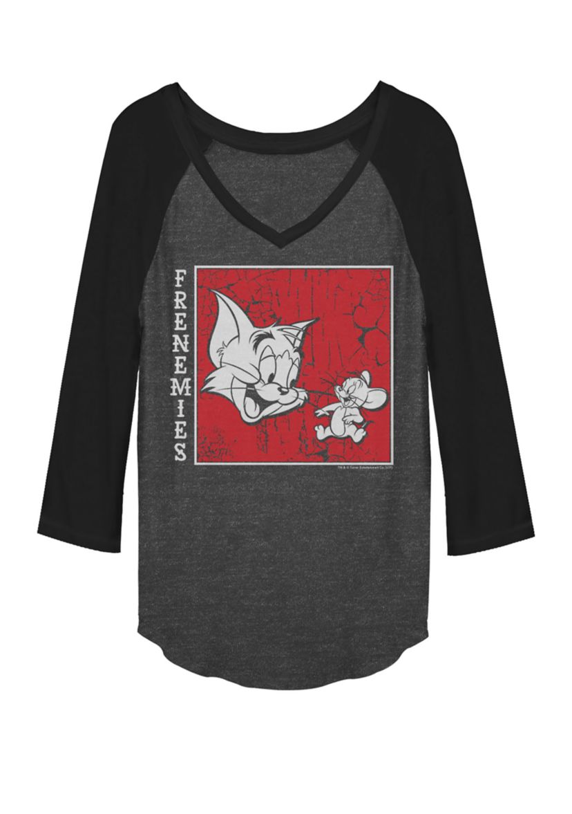 Cat And Mouse Frenemies Raglan Baseball T-Shirt