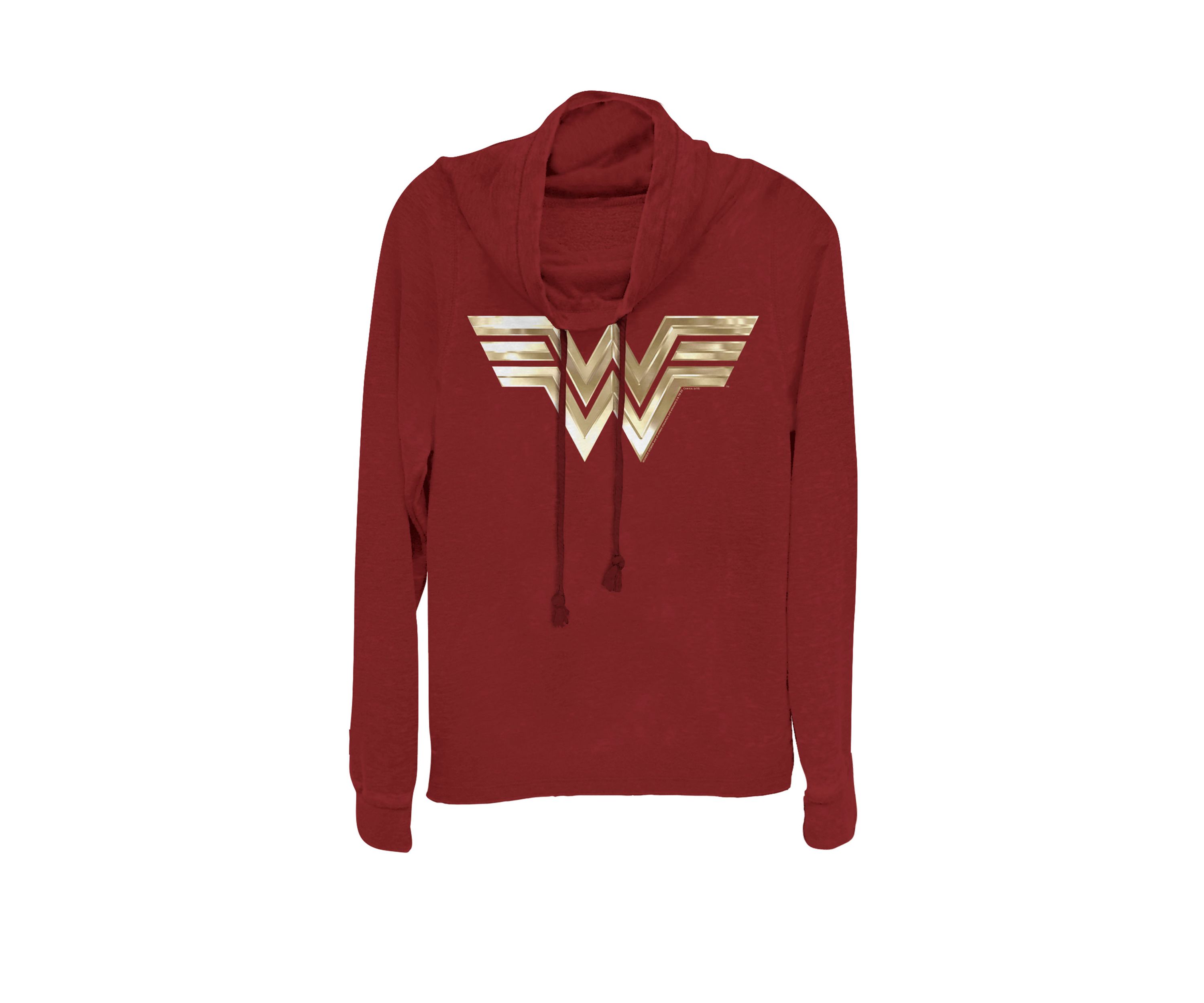 Gold Metallic Logo Cowl Neck Pullover