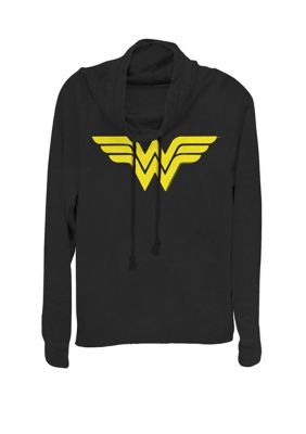 DC COMICS Women's Wonder Woman Simple Classic Logo Cowl Neck Pullover