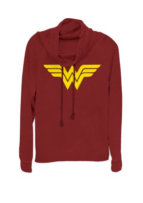 DC COMICS Women's Wonder Woman Simple Classic Logo Cowl Neck Pullover, Small