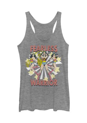 DC COMICS Women's Fearless Warrior Graphic Tank Top, Gray, 2XL