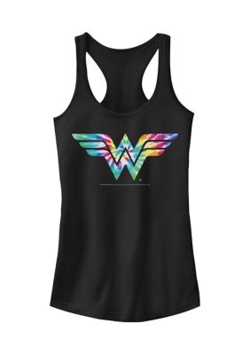 DC COMICS Women's Junior's Tye Dye Tank Top, Black, XXL