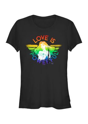 DC COMICS Women's Powerful Love Graphic T-Shirt, Black, XXL