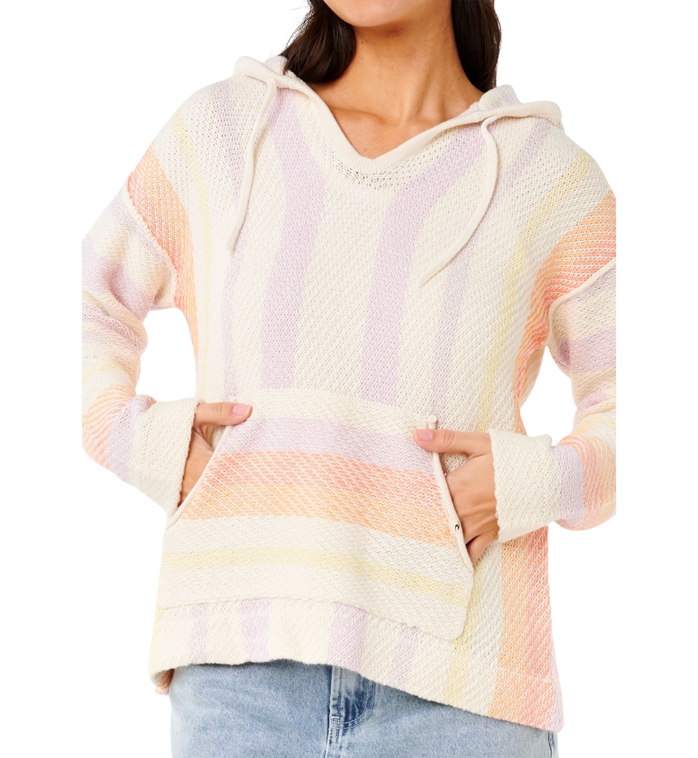 Womens Neon Isles Knit Poncho Hoodie