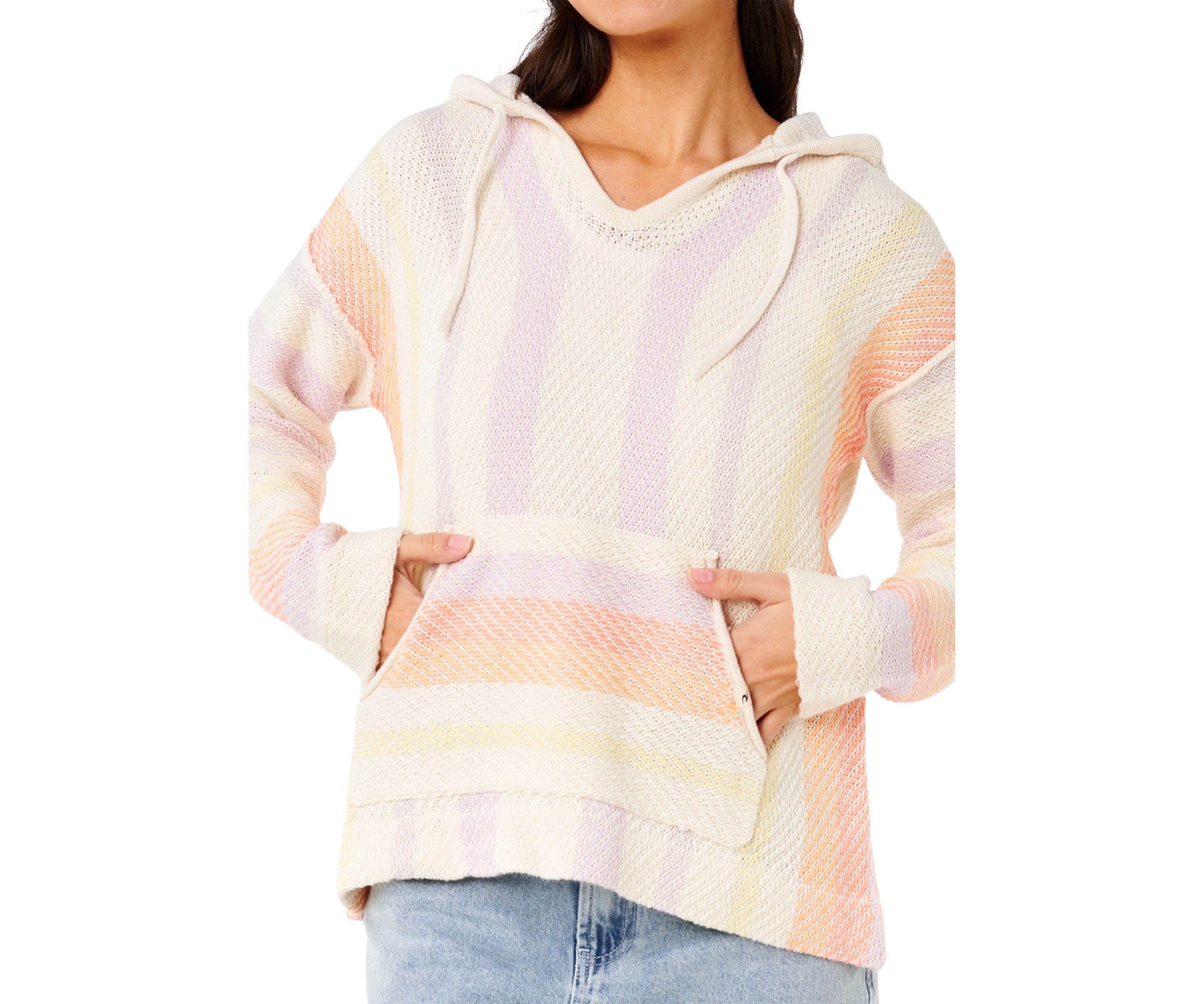 Womens Neon Isles Knit Poncho Hoodie