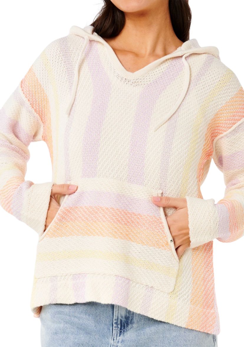 Womens Neon Isles Knit Poncho Hoodie