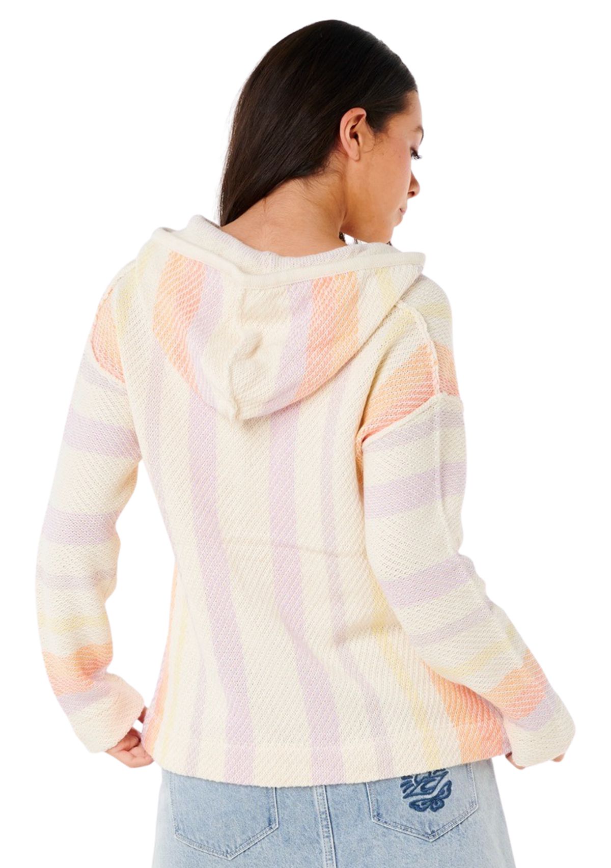 Womens Neon Isles Knit Poncho Hoodie