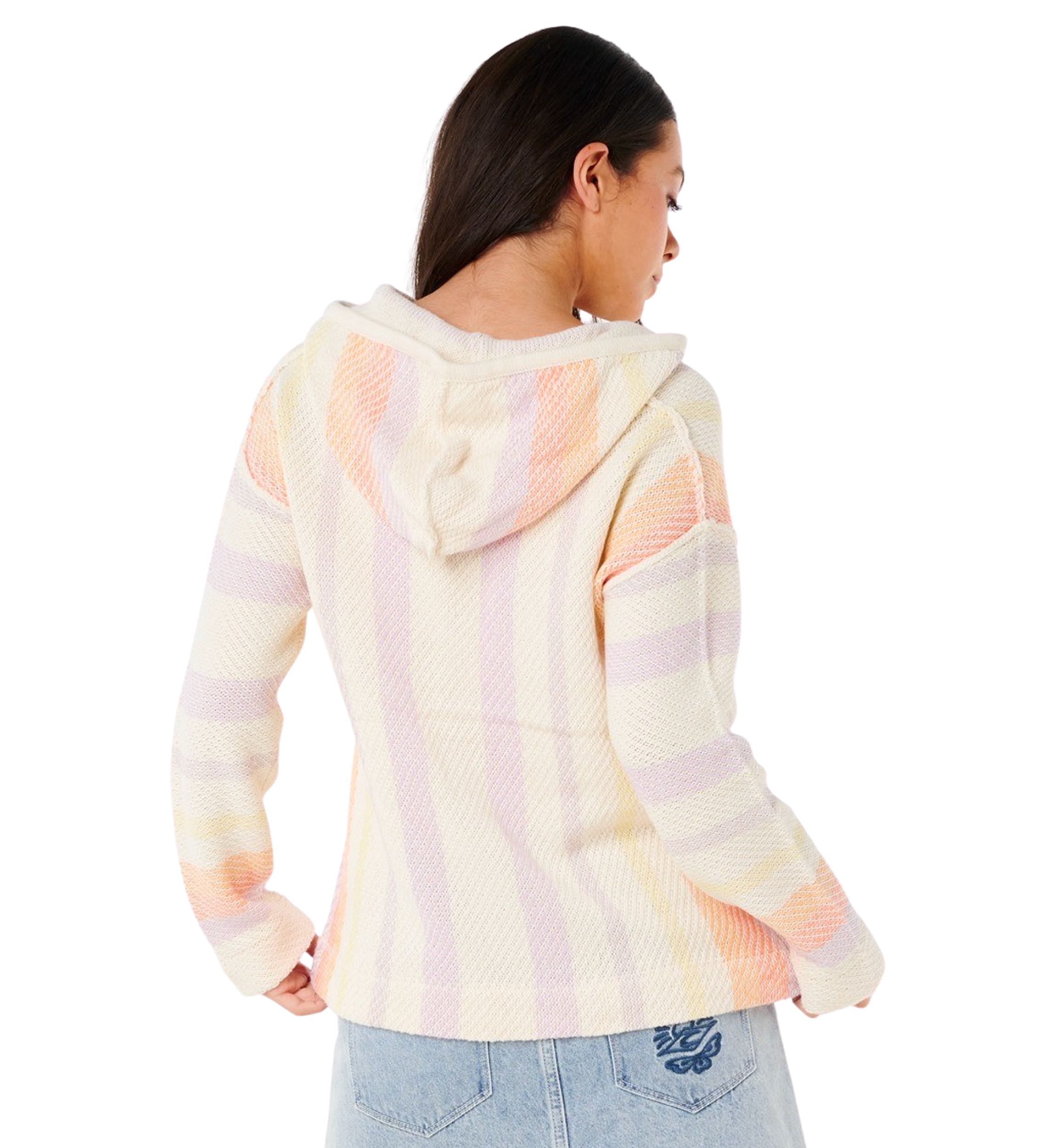 Womens Neon Isles Knit Poncho Hoodie