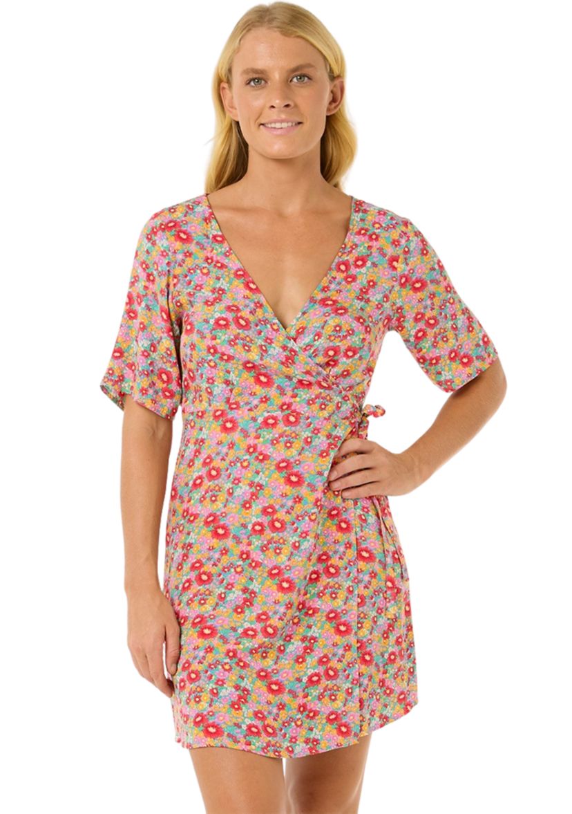Womens Las Dalias Ditsy Wrap Dress