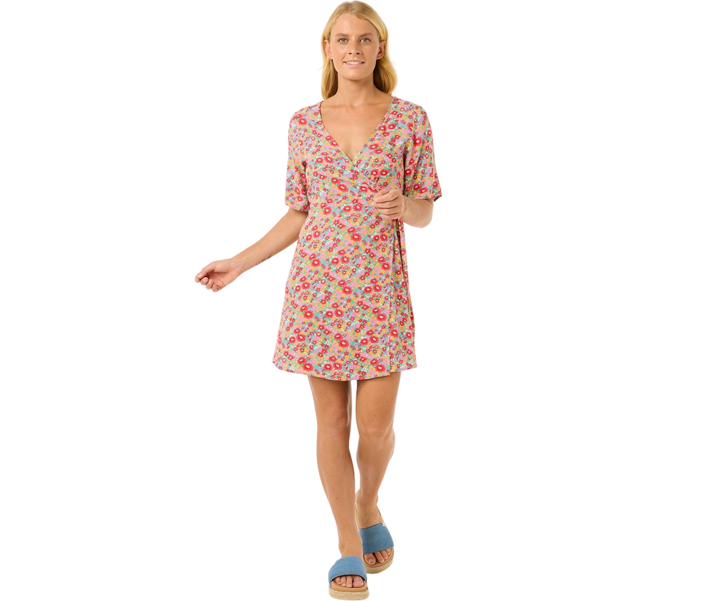 Womens Las Dalias Ditsy Wrap Dress