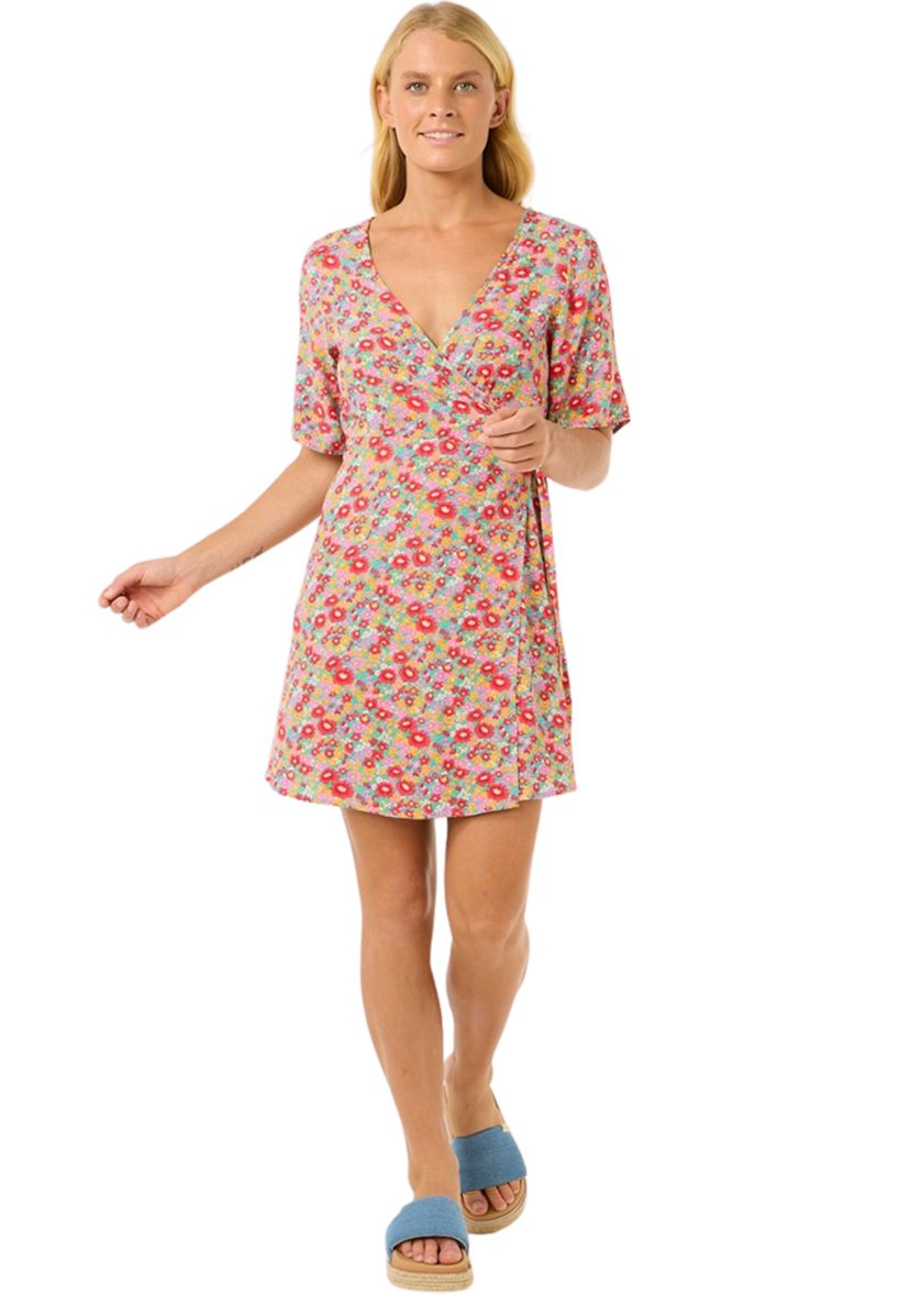 Womens Las Dalias Ditsy Wrap Dress