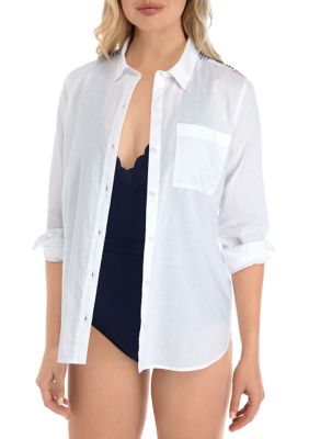 white shirt swimsuit cover up