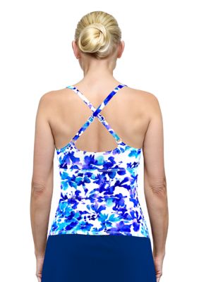 Waterlilies High Neck Keyhole Tankini Swim Top