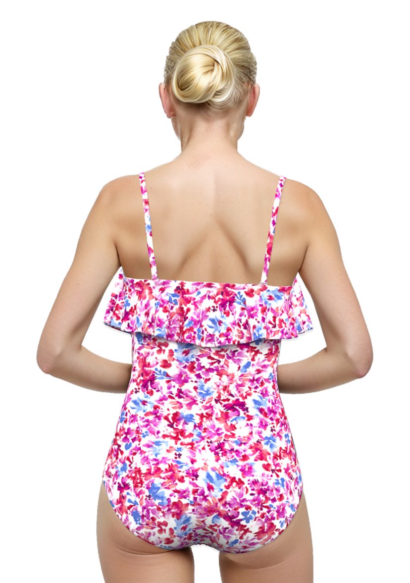 Sweet Blossoms Ruffle Bandeau One Piece Swimsuit