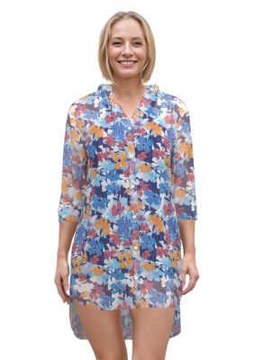 Bloomfields Long Sleeve Button Down Tunic Swim Cover-Up