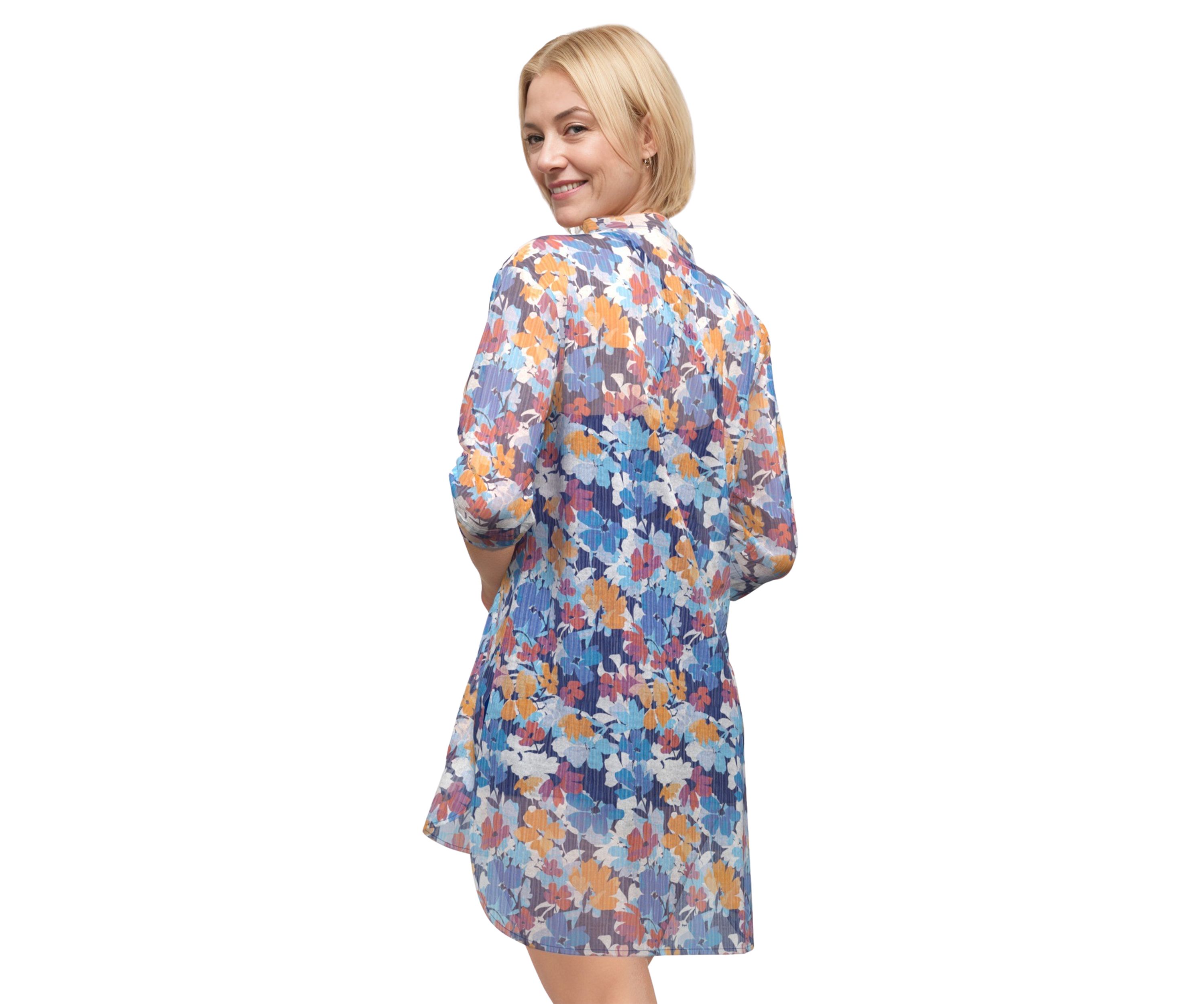 Bloomfields Long Sleeve Button Down Tunic Swim Cover-Up