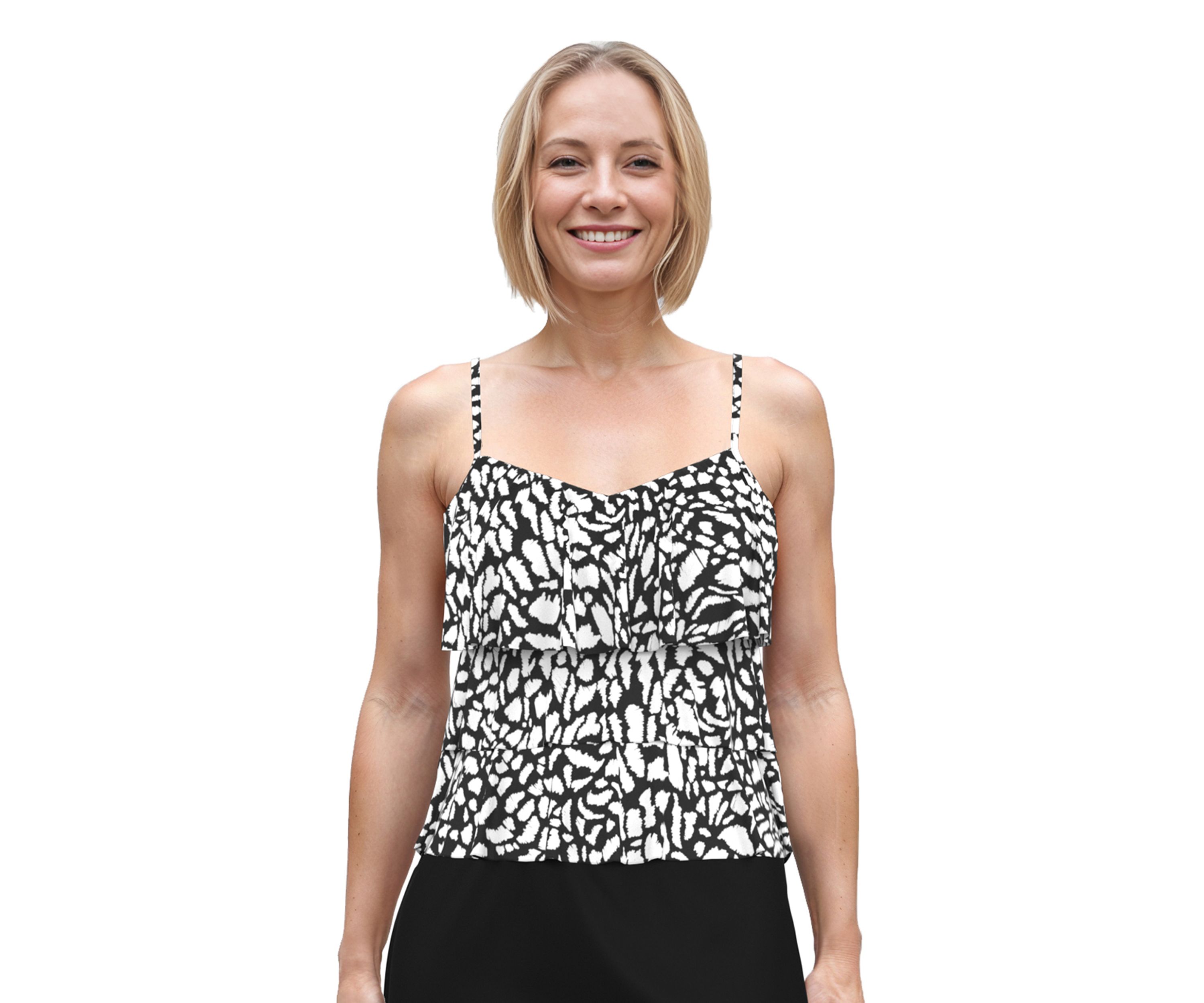 Mixed Signals Triple Tier Tankini Swim Top