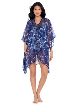 Tropical Toile Caftan Swim Cover Up