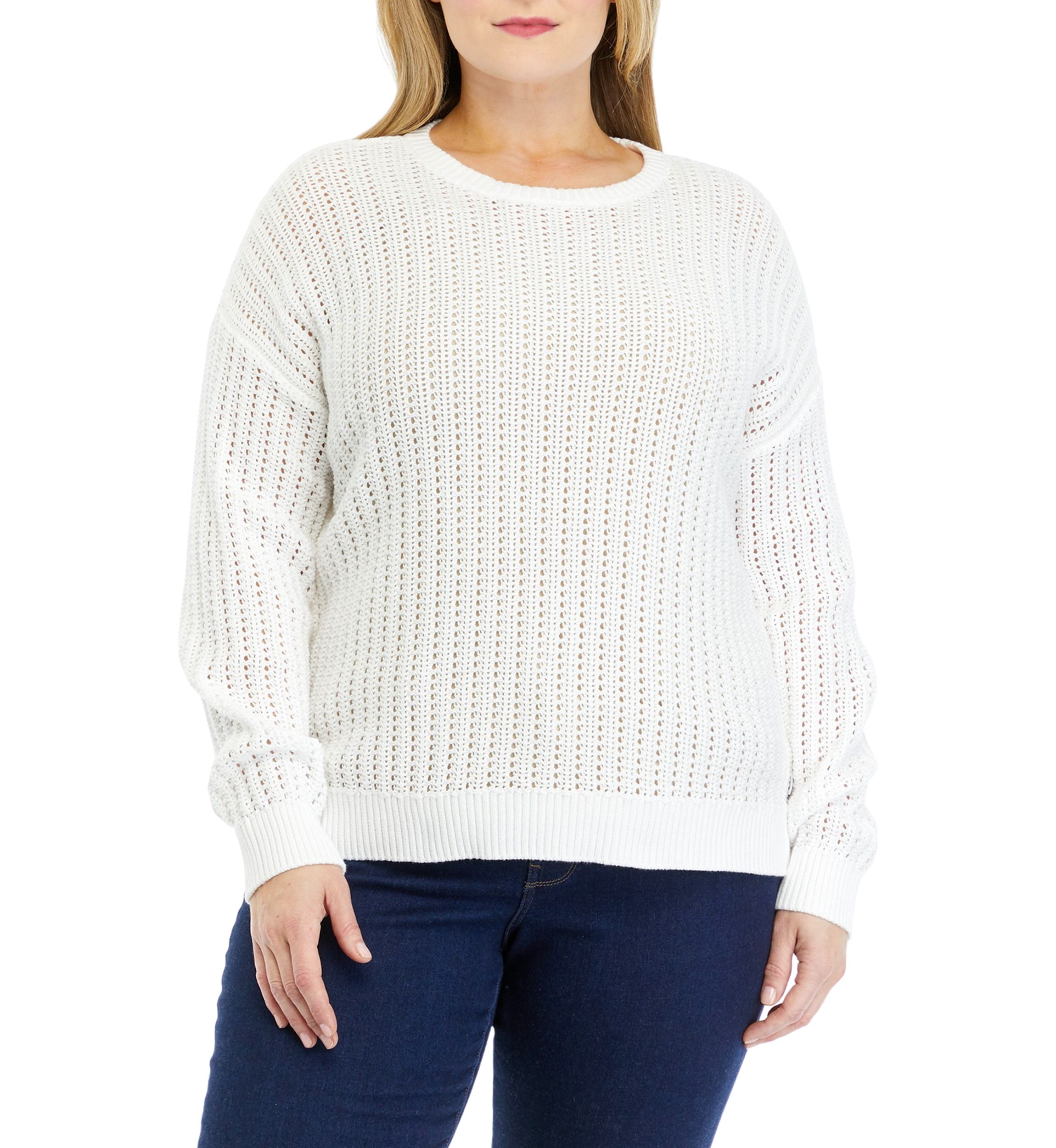 Plus Size Open Stitch Sweater