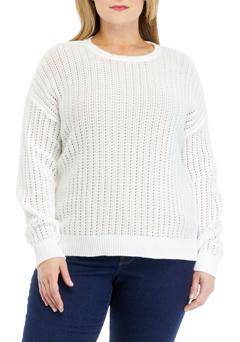 Plus Size Open Stitch Sweater