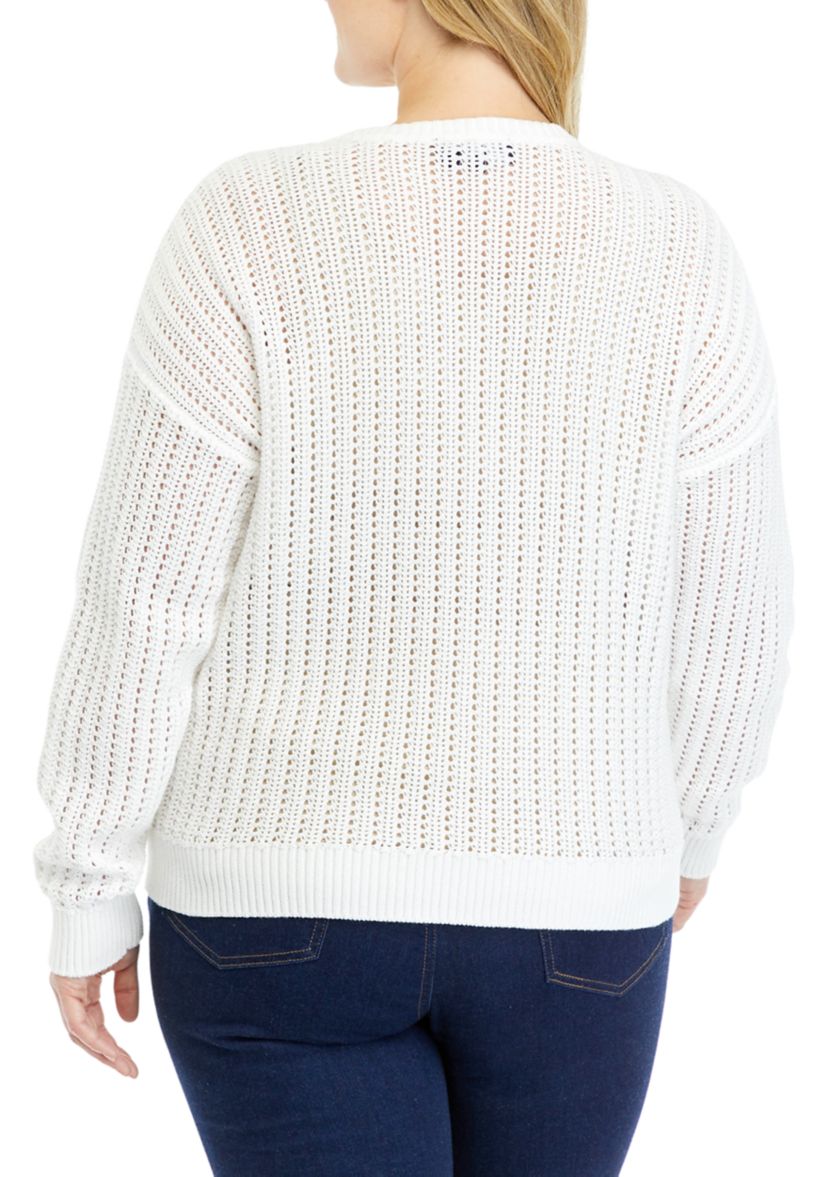 Plus Size Open Stitch Sweater