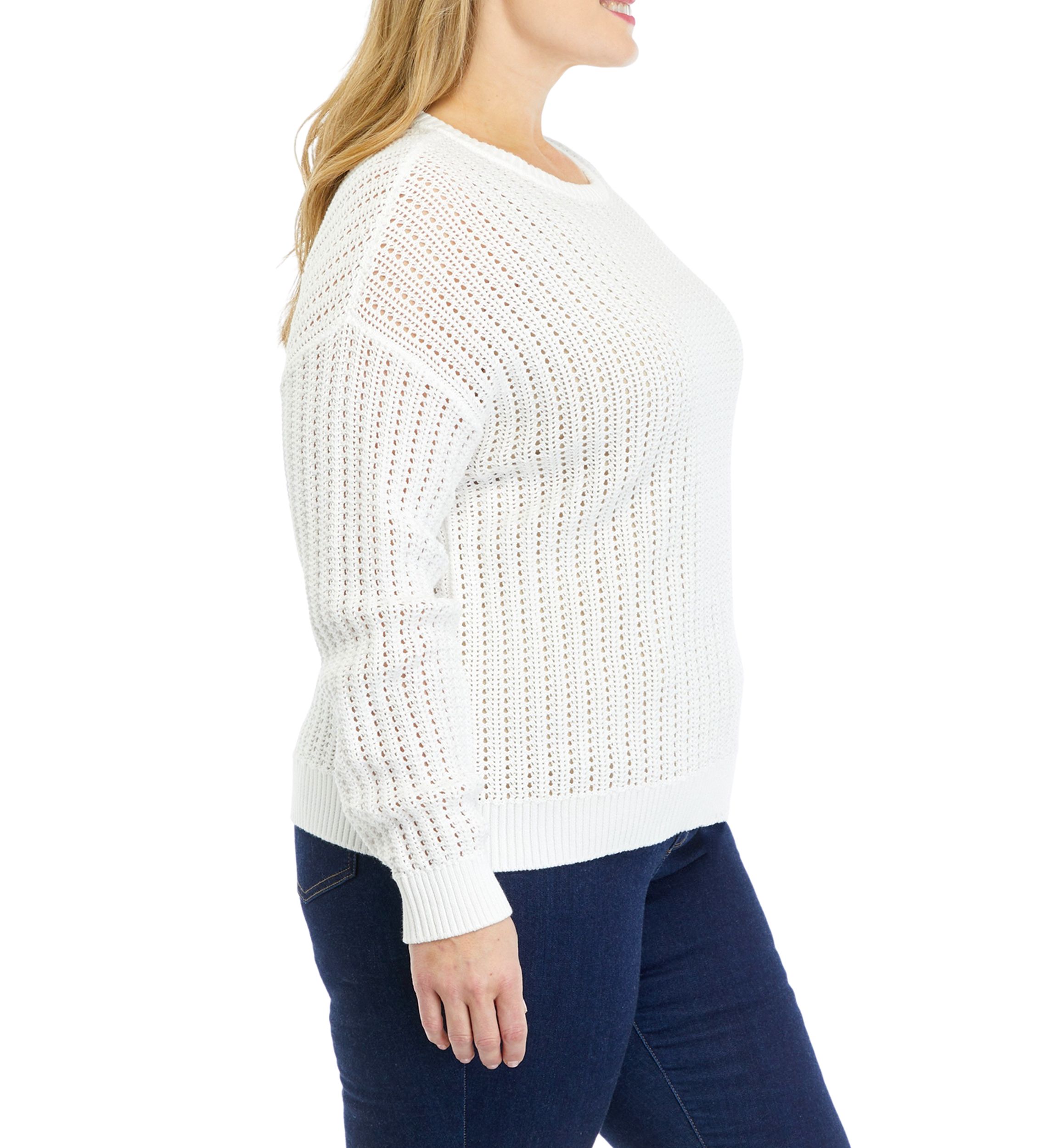 Plus Size Open Stitch Sweater