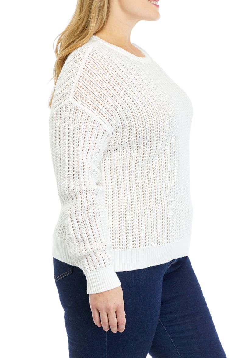 Plus Size Open Stitch Sweater