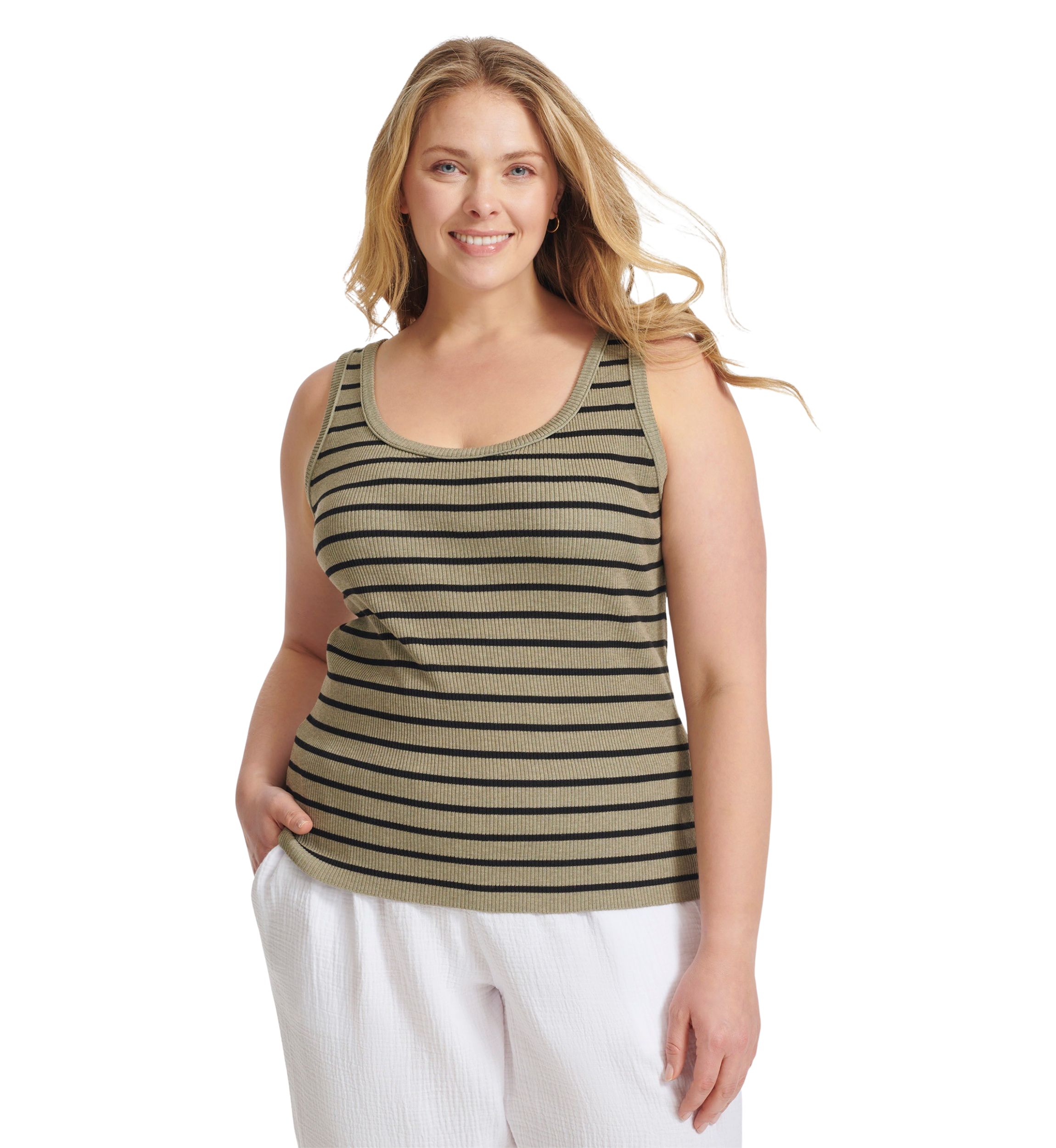 Plus Size Sleeveless Ribbed Tank Top