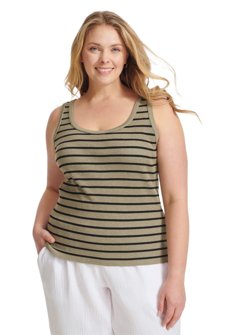 Plus Size Sleeveless Ribbed Tank Top