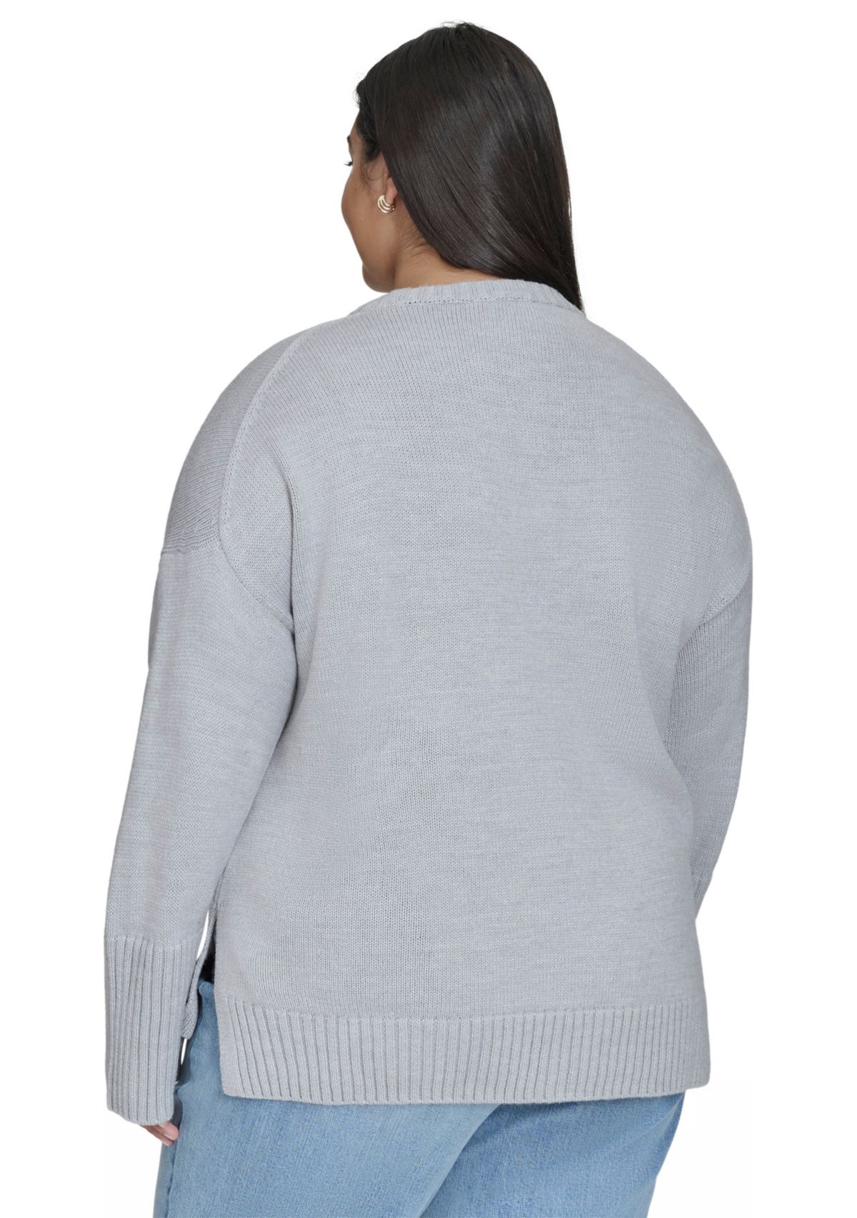 Plus Size Varsity Grey Logo Relaxed Sweater 
