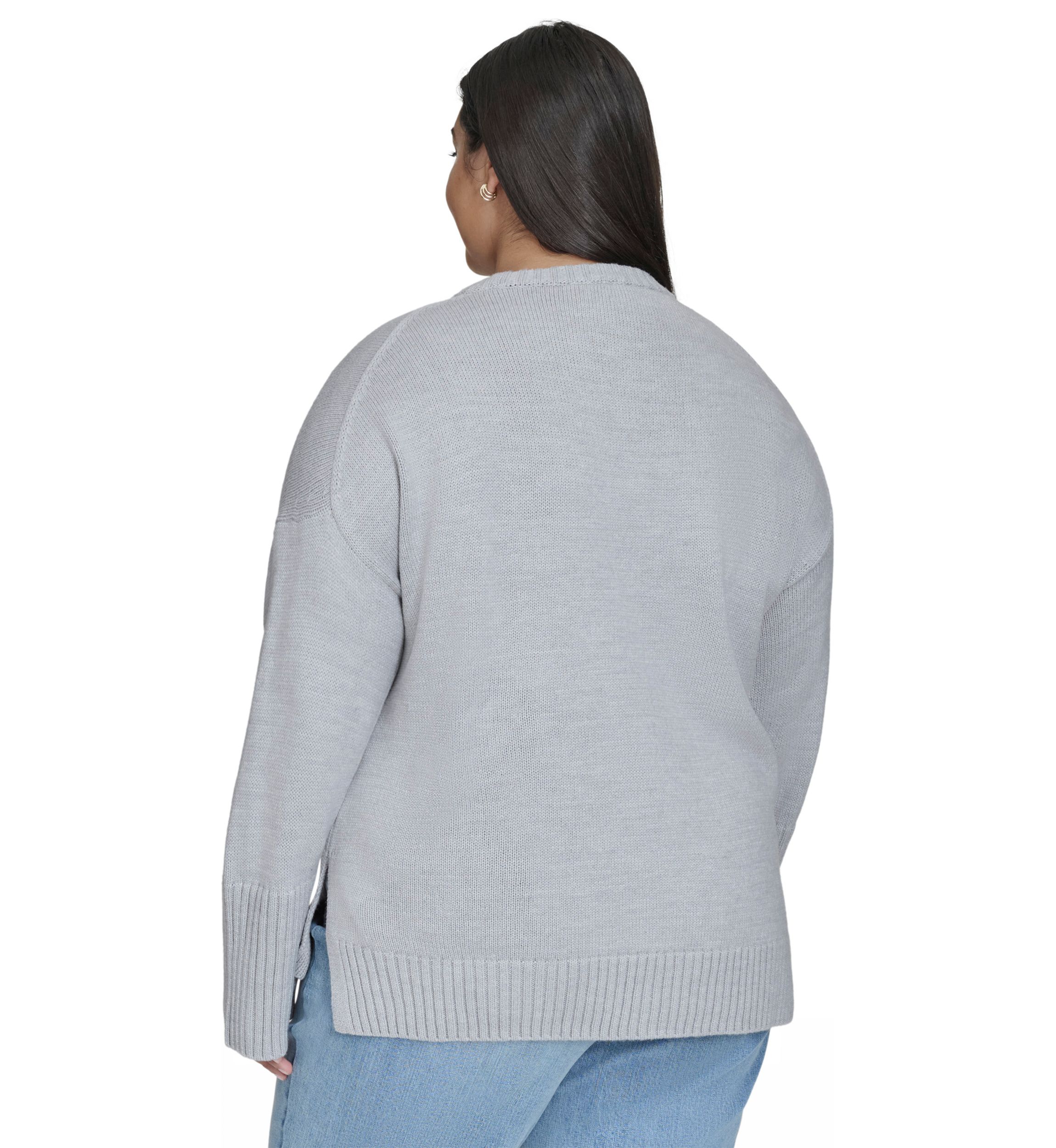 Plus Size Varsity Grey Logo Relaxed Sweater 