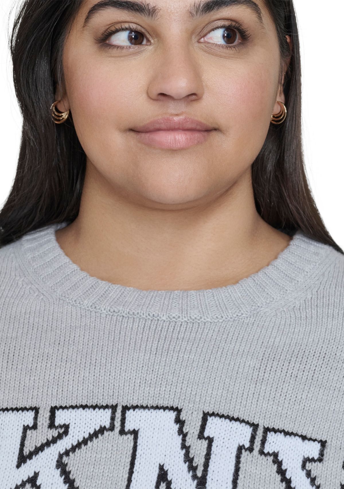 Plus Size Varsity Grey Logo Relaxed Sweater 