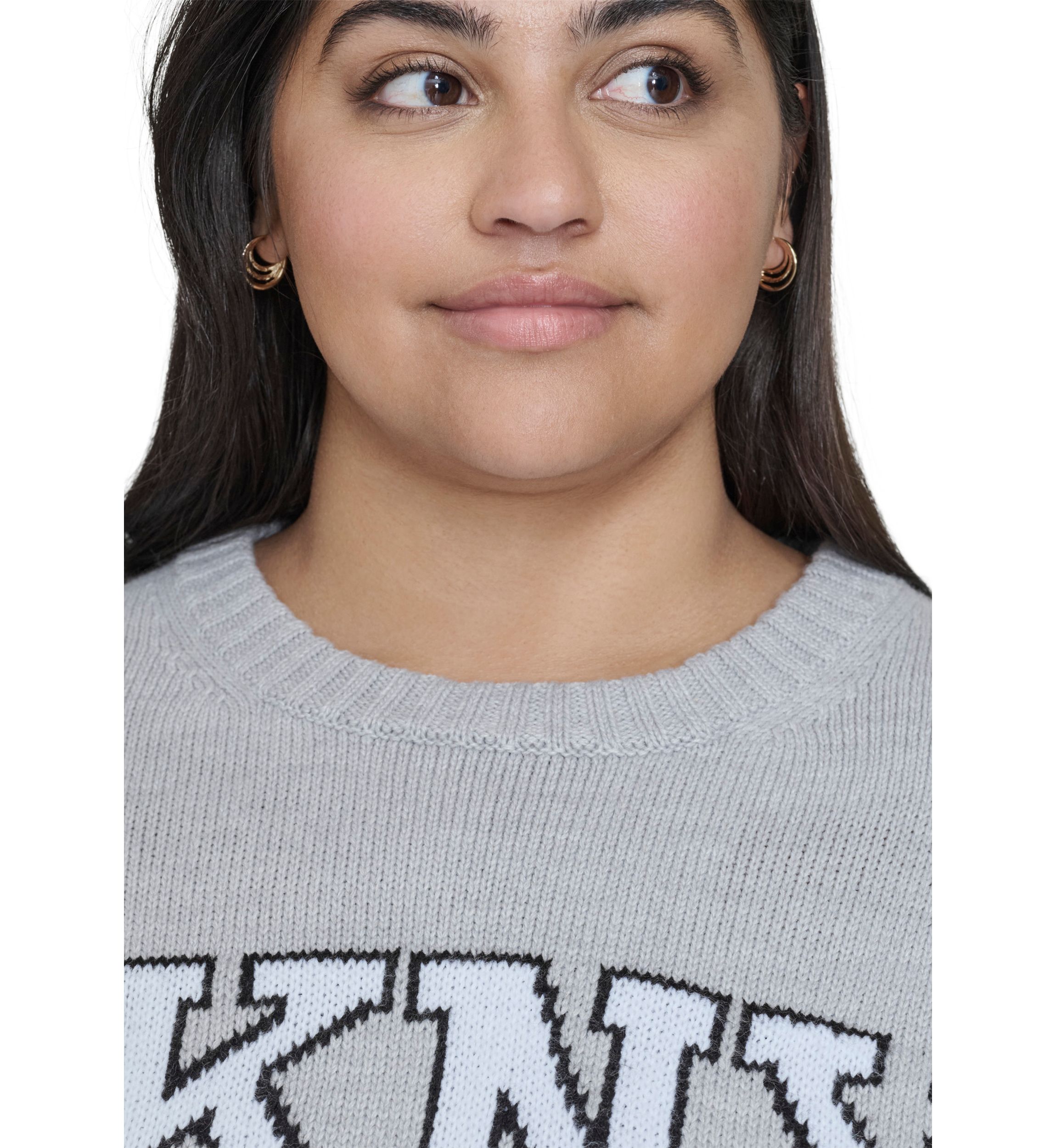 Plus Size Varsity Grey Logo Relaxed Sweater 