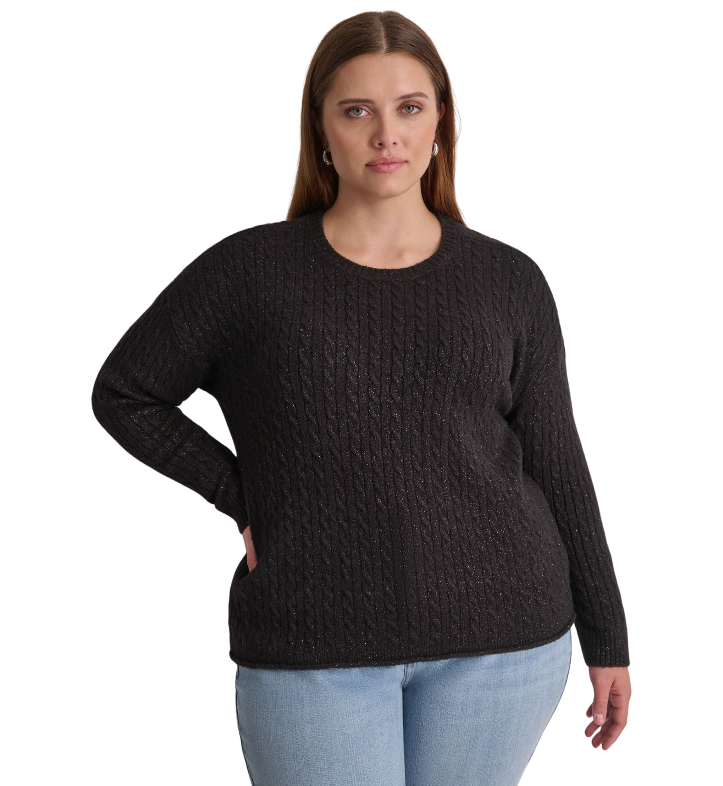 Plus Size Crew Neck Boxy Pullover Sweater 