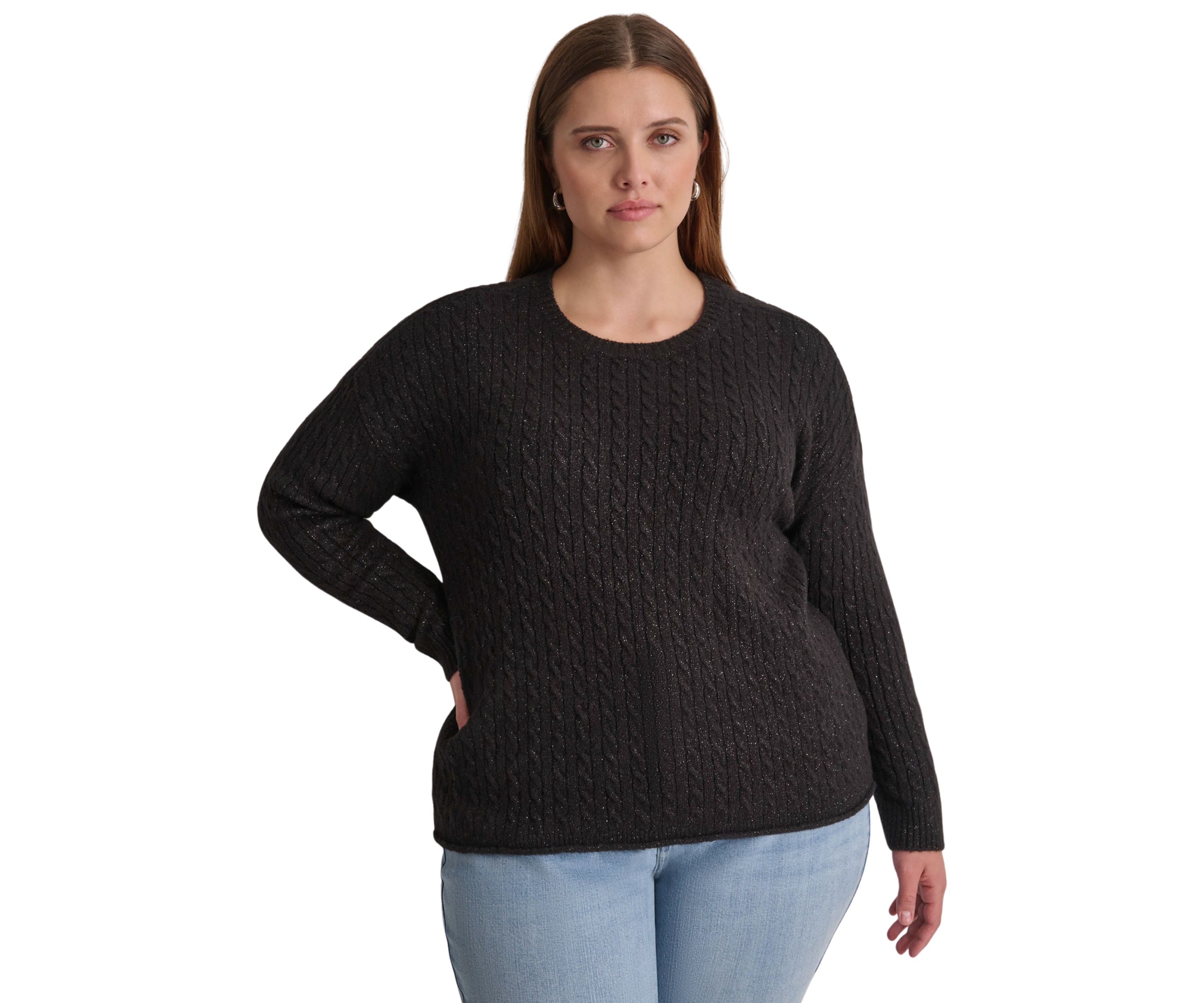 Plus Size Crew Neck Boxy Pullover Sweater 