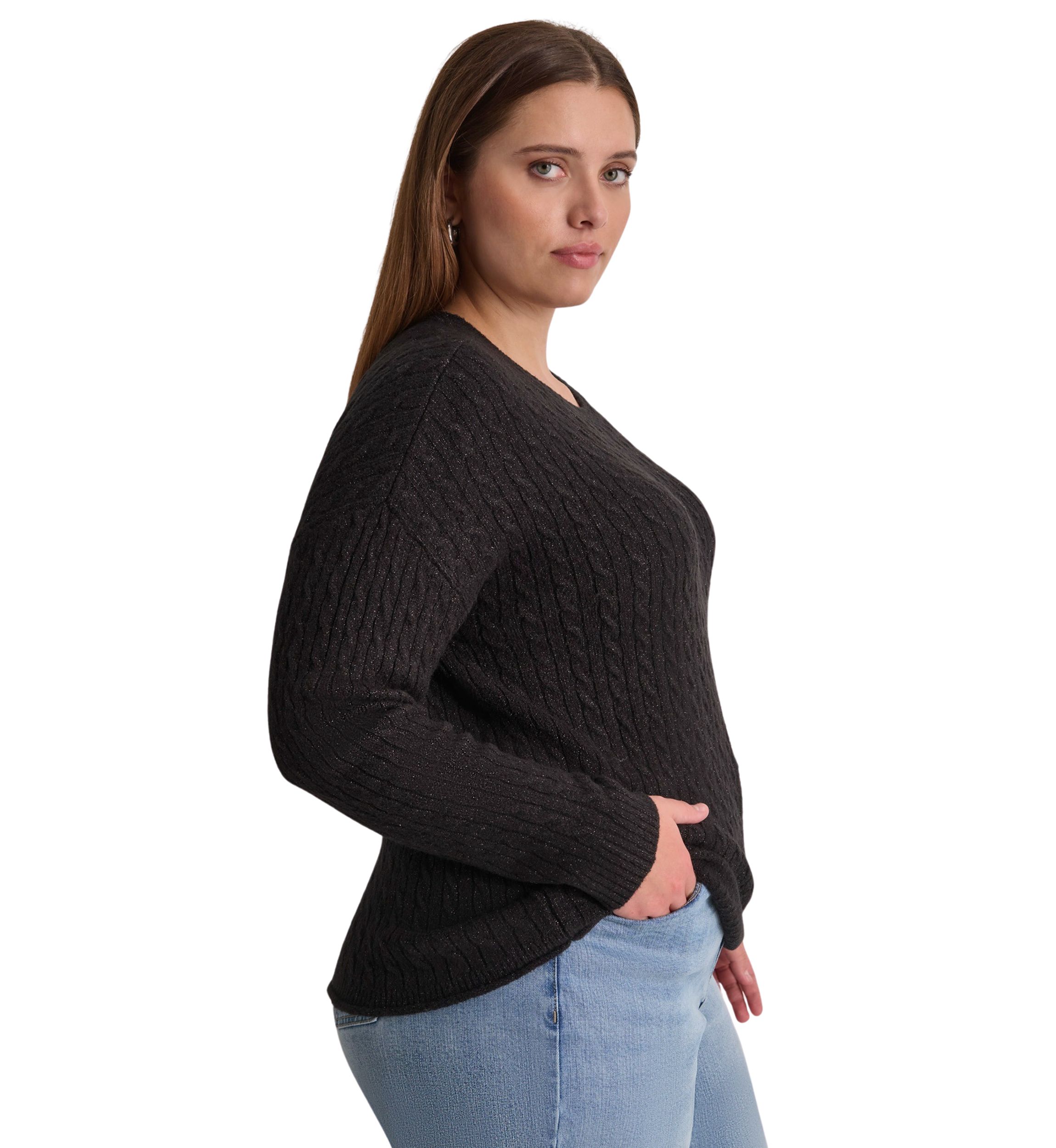 Plus Size Crew Neck Boxy Pullover Sweater 