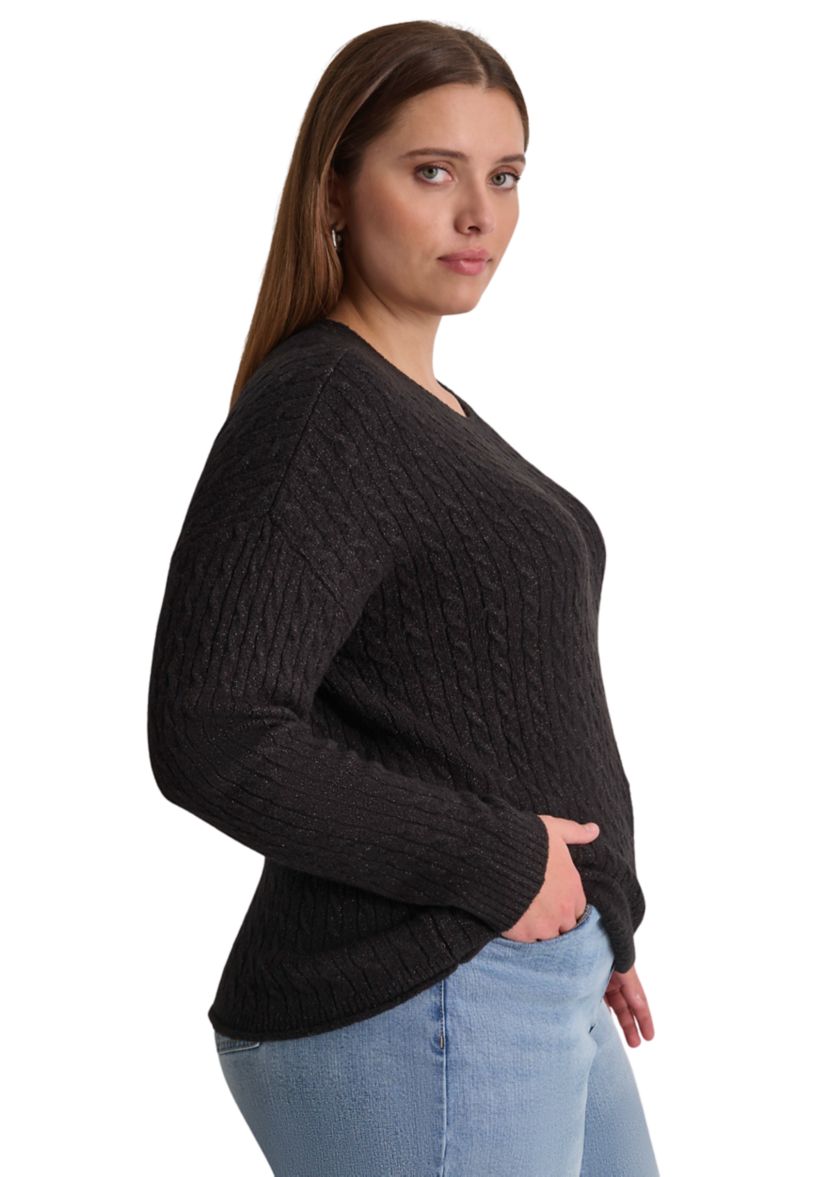 Plus Size Crew Neck Boxy Pullover Sweater 