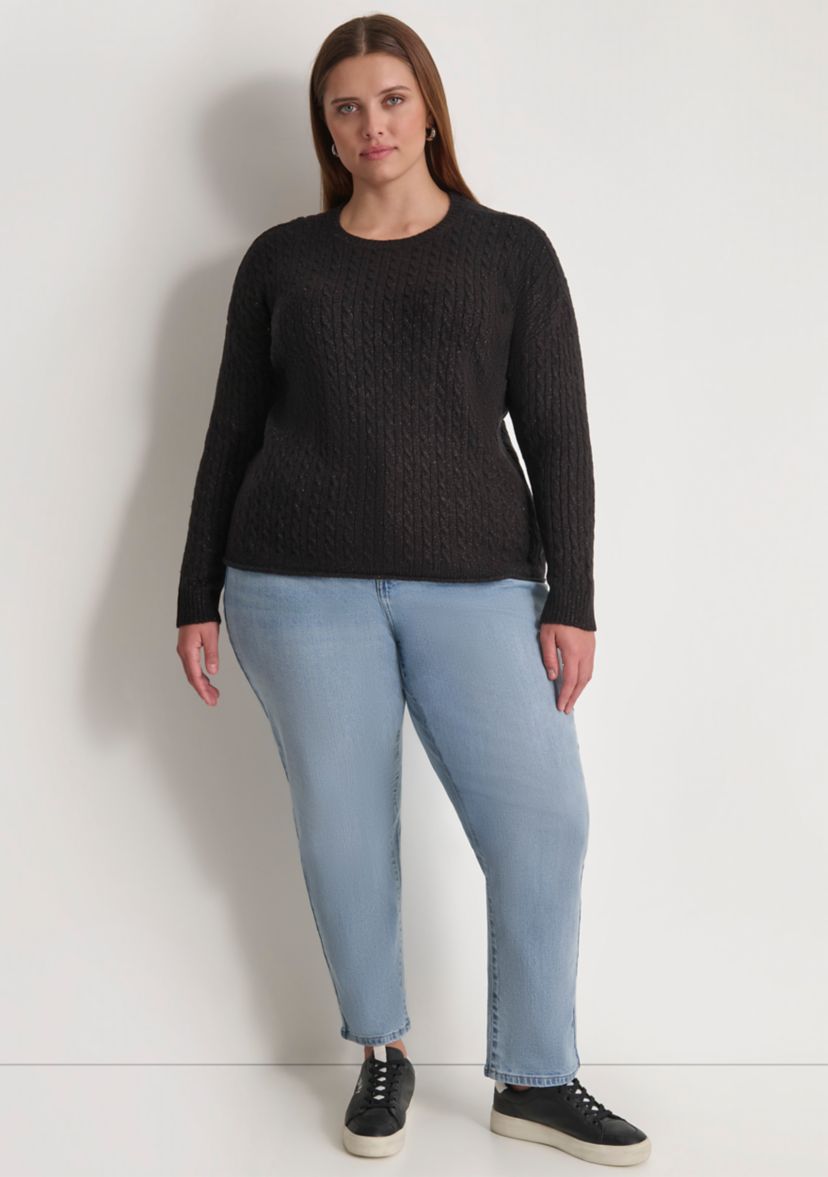 Plus Size Crew Neck Boxy Pullover Sweater 