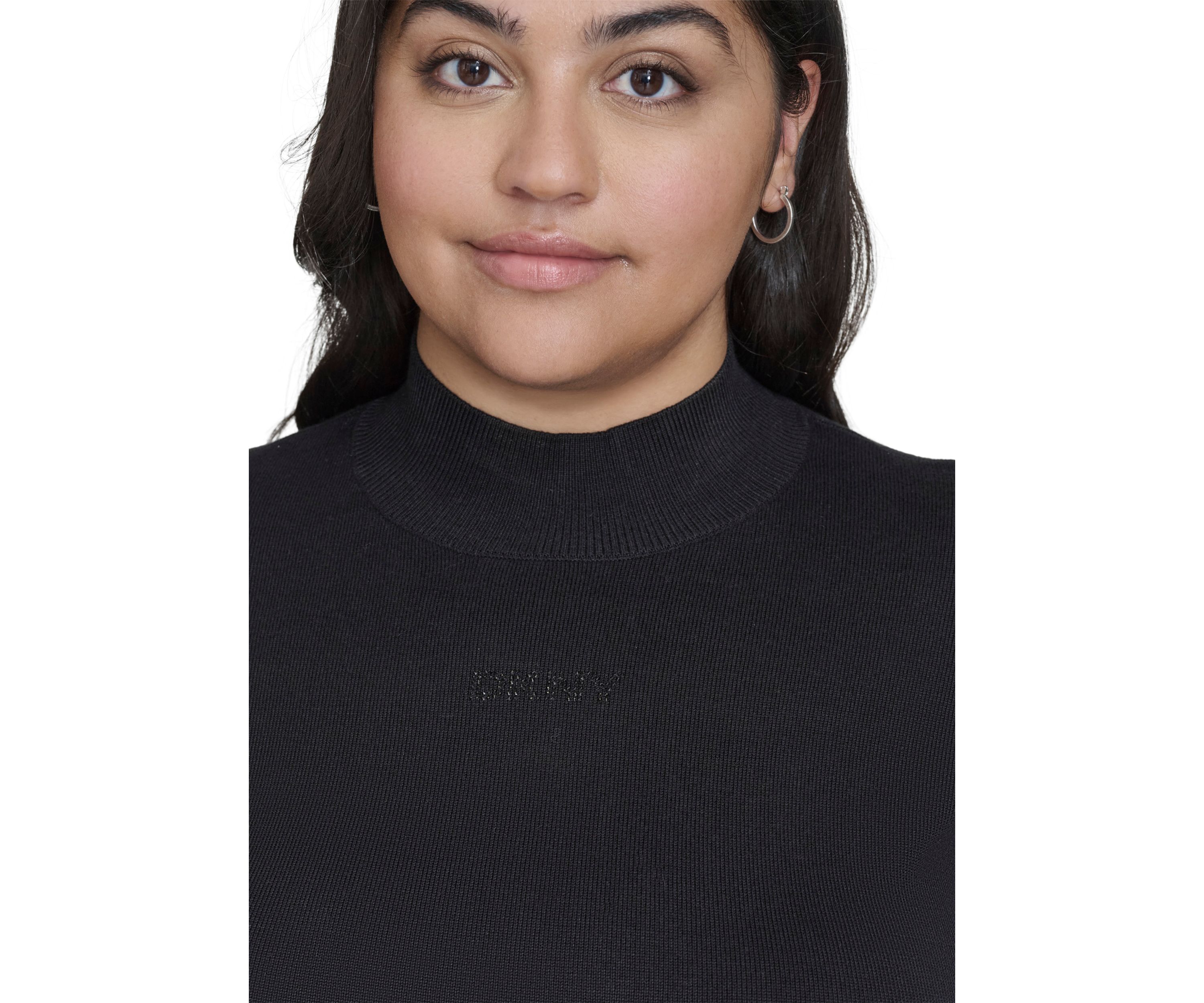 Plus Size Short Sleeve Hotfix Logo Mock Neck Sweater