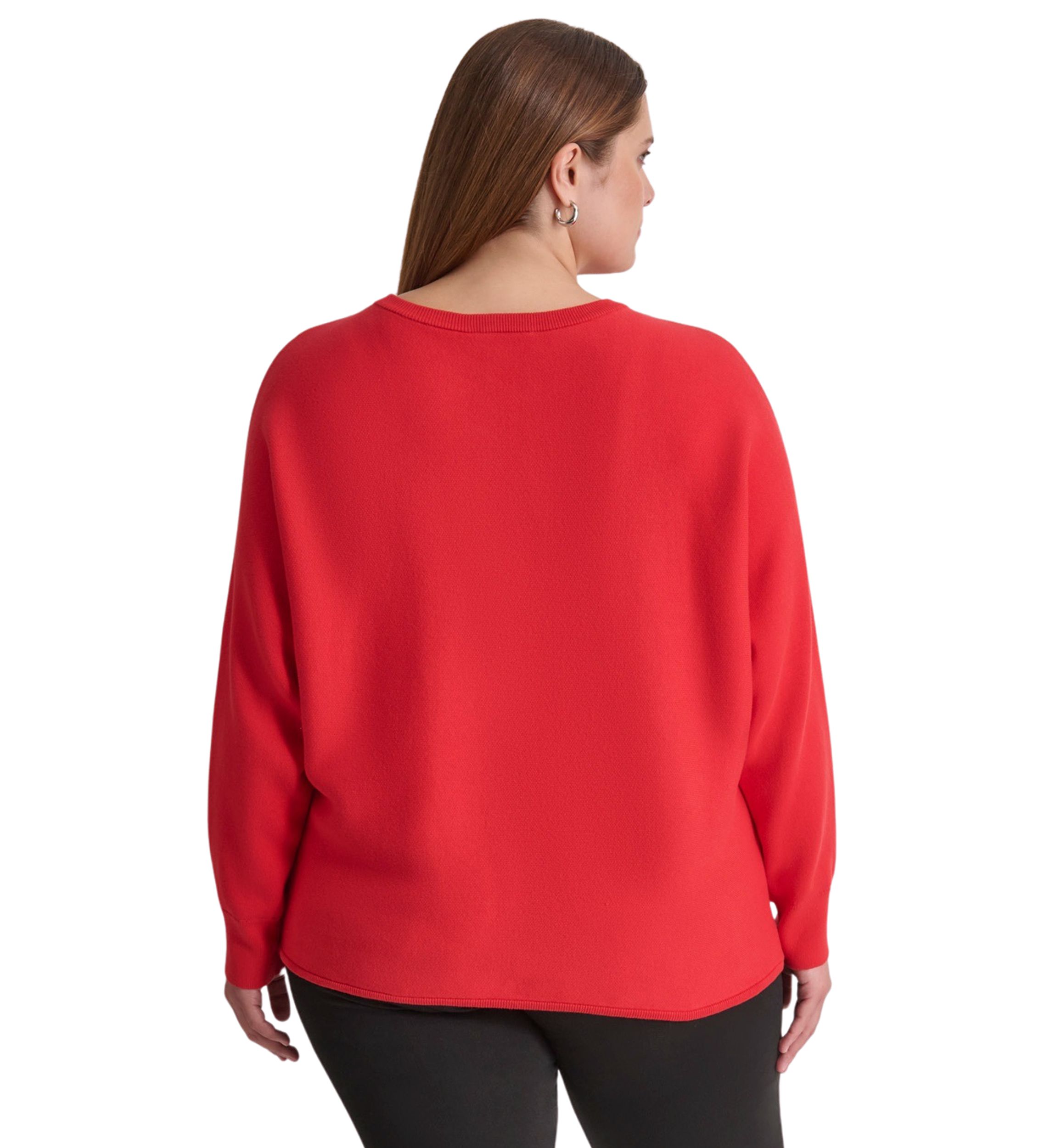 Plus Size Dolman Sleeve Sequin Logo Sweater 