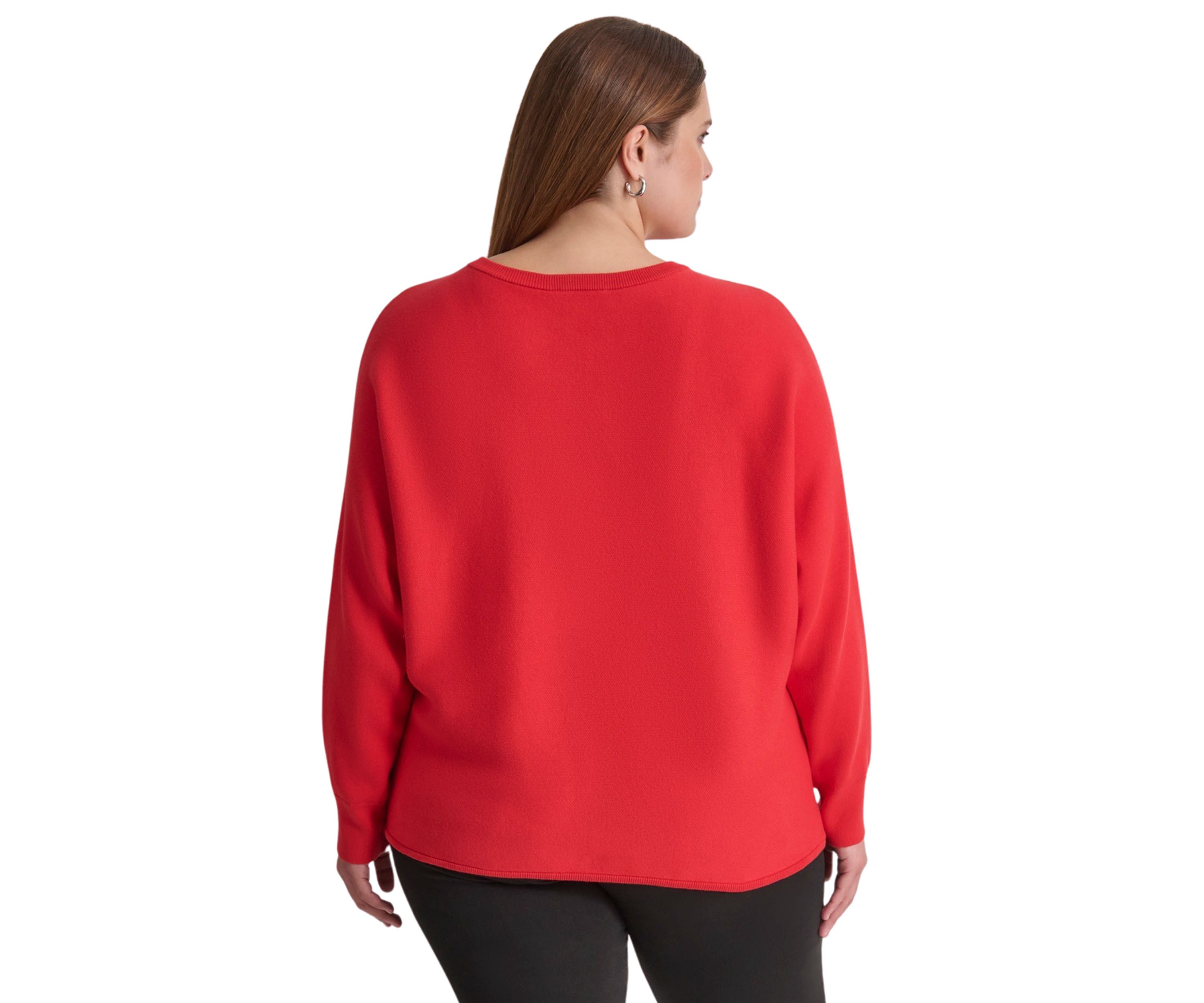 Plus Size Dolman Sleeve Sequin Logo Sweater 