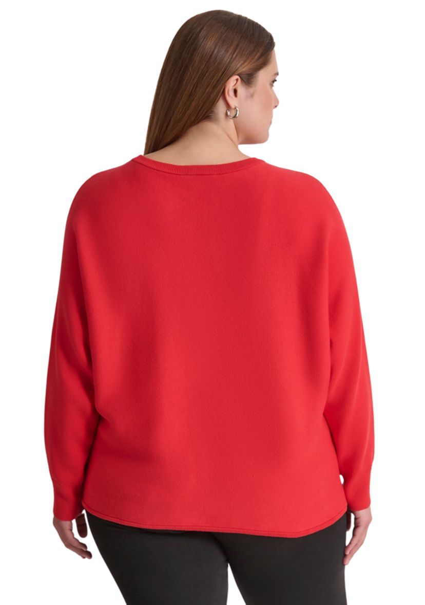 Plus Size Dolman Sleeve Sequin Logo Sweater 