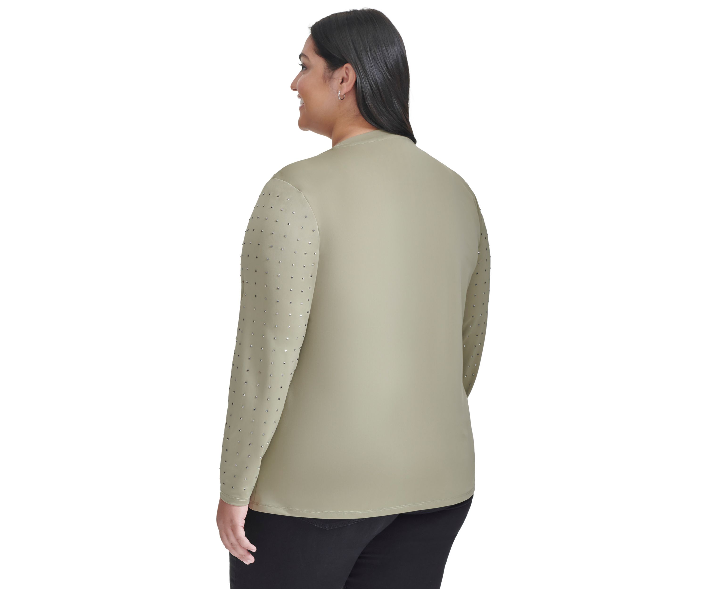 Plus Size Long Sleeve Studded T-Shirt