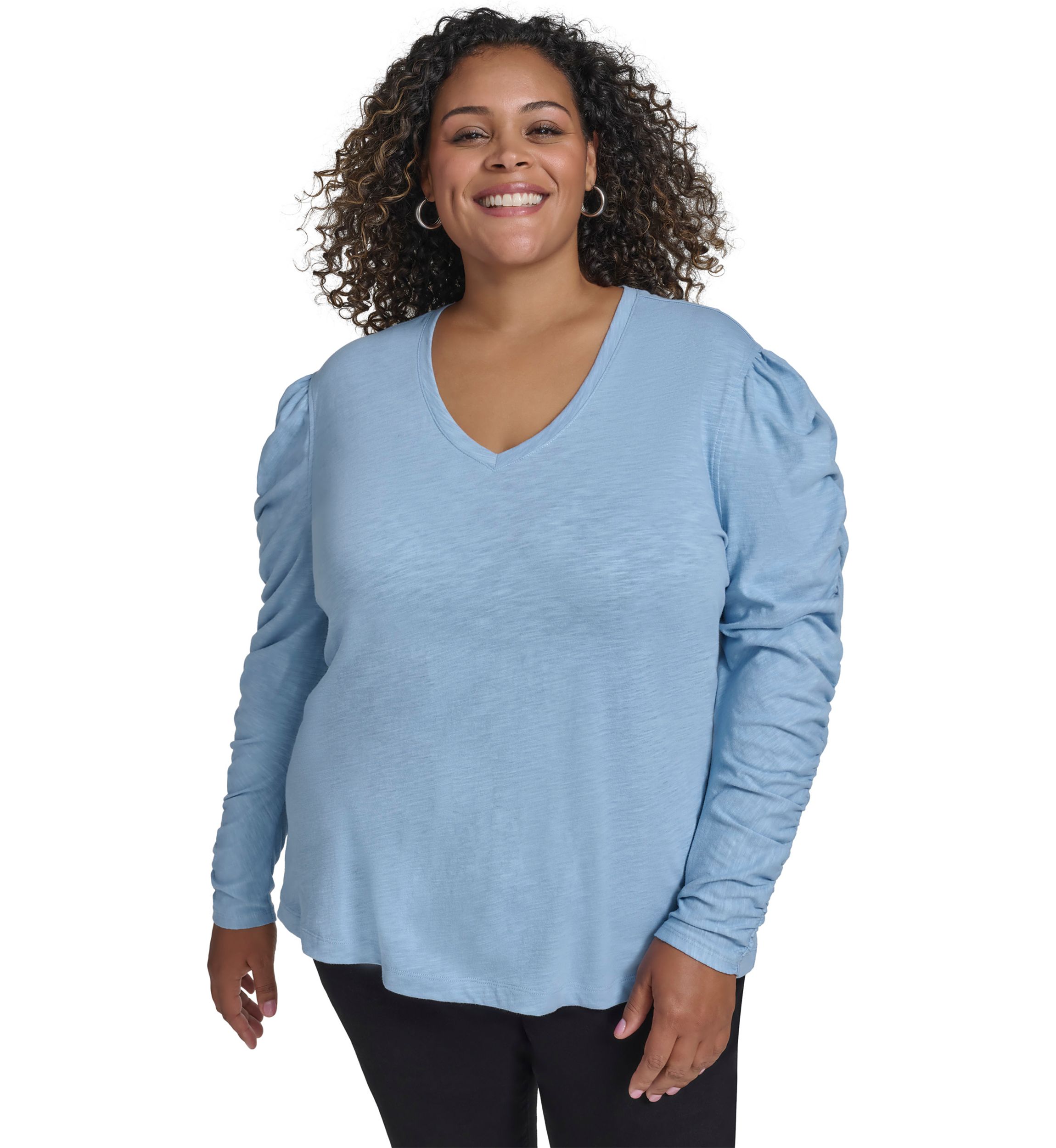 Plus Size Ruched Long Sleeve Top