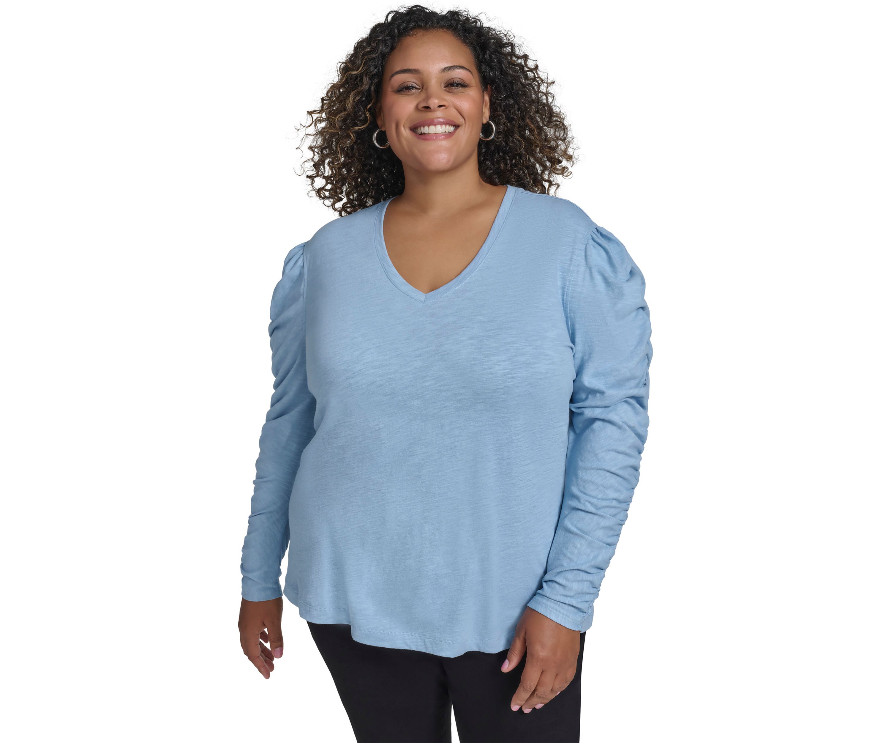 Plus Size Ruched Long Sleeve Top