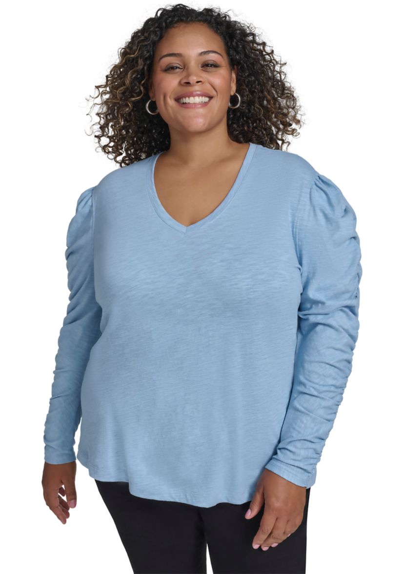 Plus Size Ruched Long Sleeve Top
