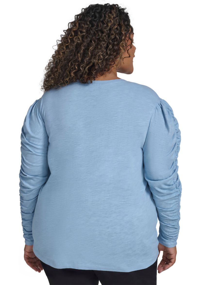 Plus Size Ruched Long Sleeve Top