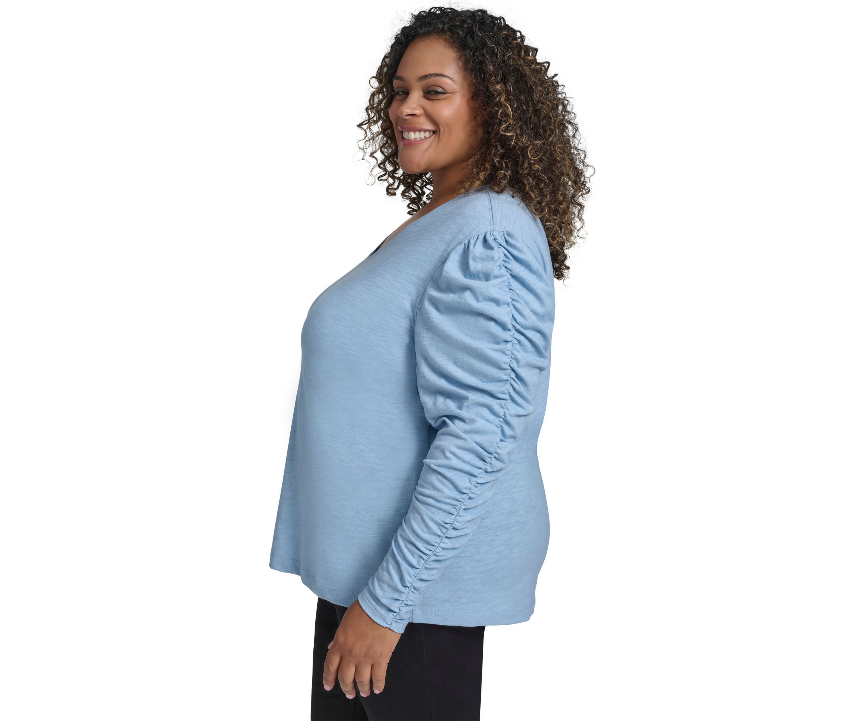 Plus Size Ruched Long Sleeve Top